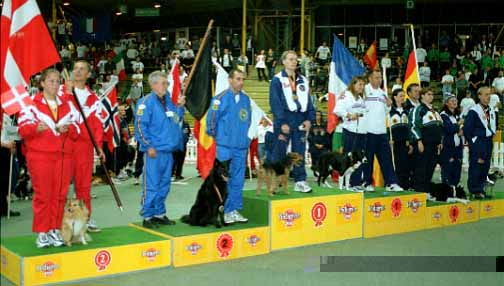 On the podium