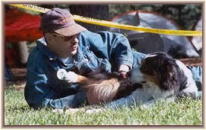 Dad and Stella relaxing at an agility trial W301xH190