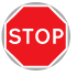 The word stop inside a red octagon within a grey circle